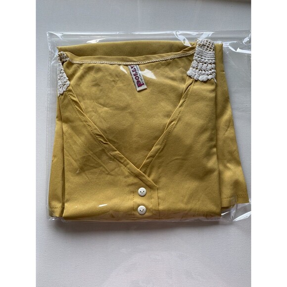 Polly Collections Women's Shirt Top Short Sleeve Yellow Stretch One Size Fits M - Picture 9 of 10